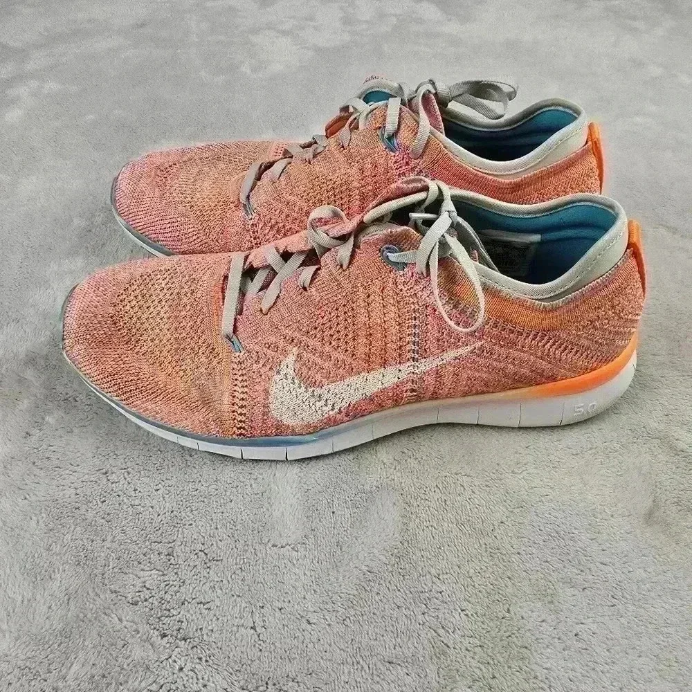 Nike Women’s Free TR Flyknit Sneakers Blue/Orange 718785 803 Size 8 No Insloes